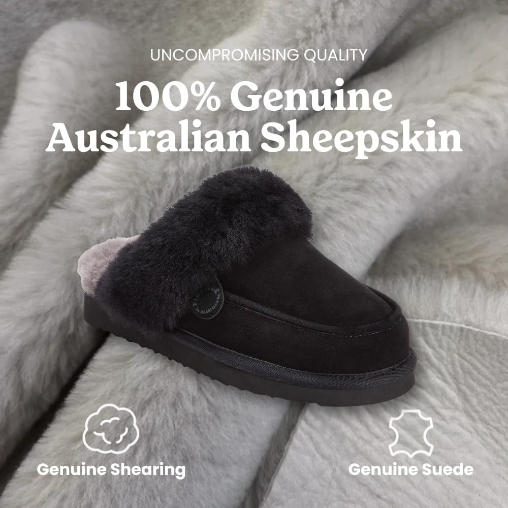 image:imageDearfoams Womens Melville Genuine Shearling ScuffBlack