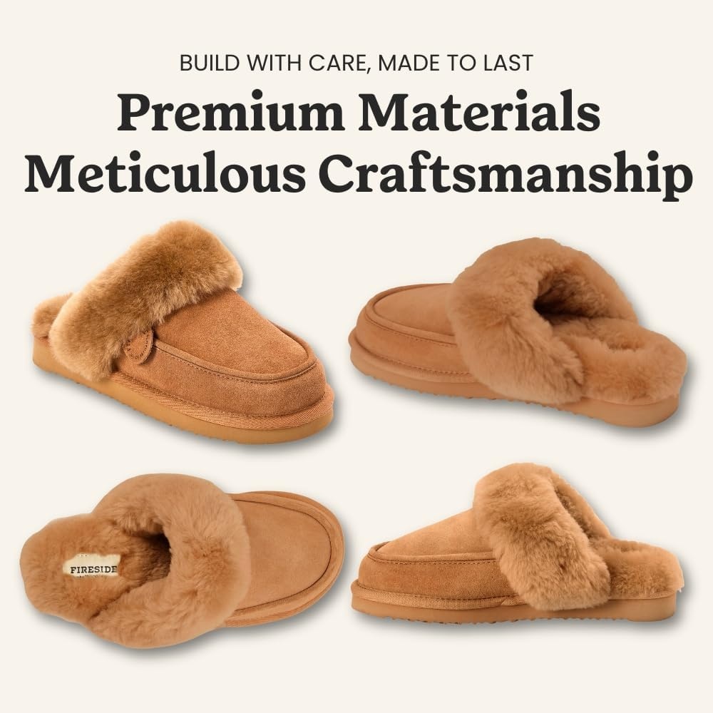 image:imageDearfoams Womens Melville Genuine Shearling ScuffChestnut