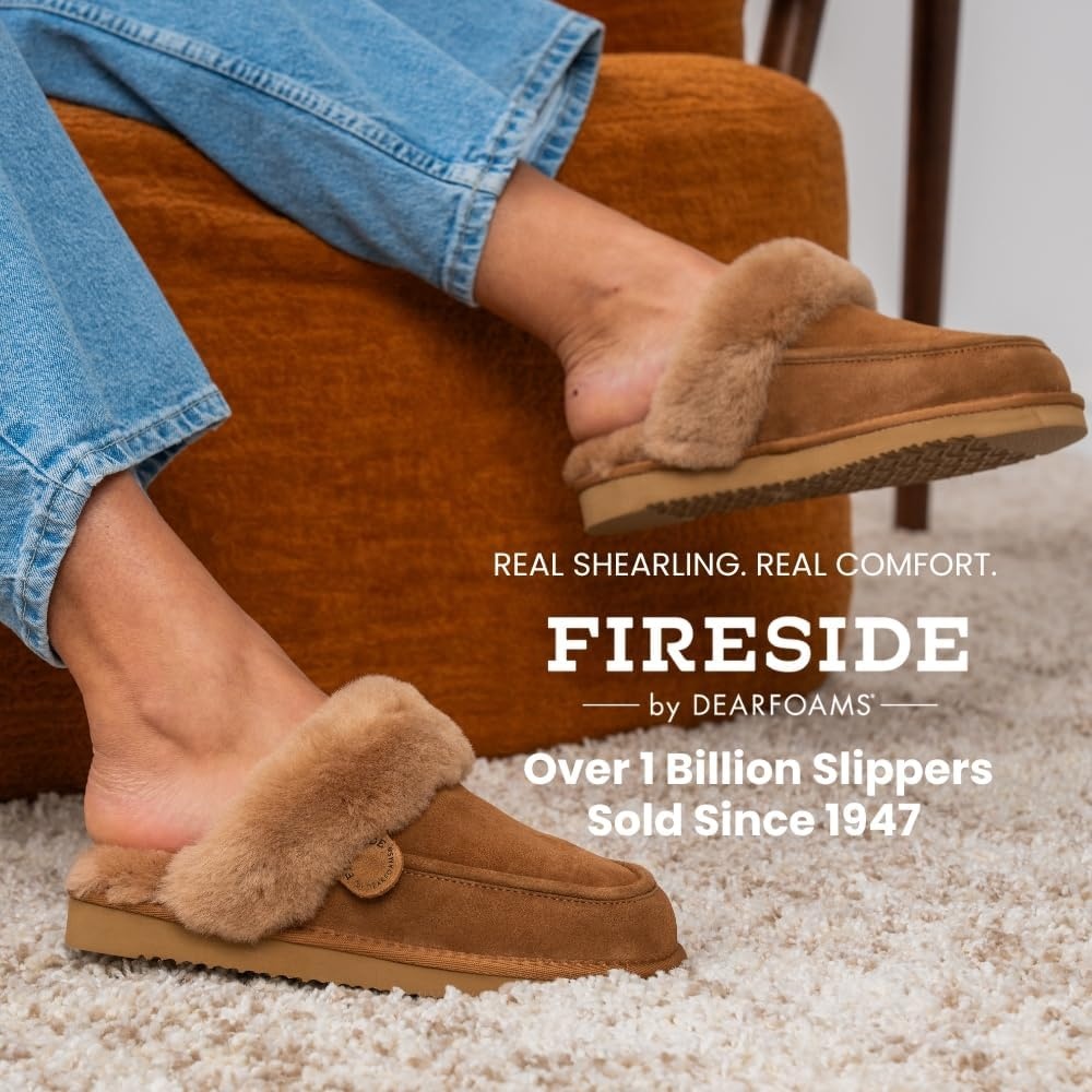 image:imageDearfoams Womens Melville Genuine Shearling ScuffChestnut