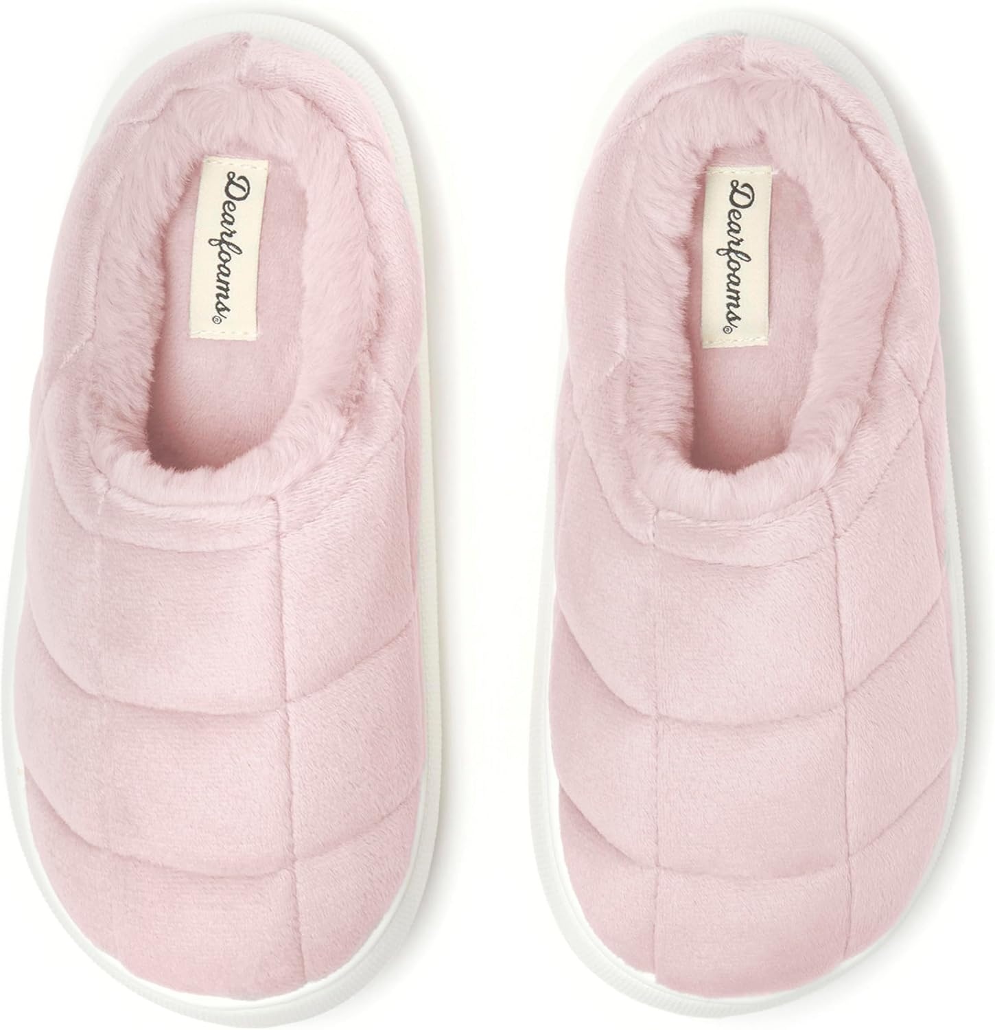 image:imageDearfoams Womens Quilted Cloud Puff Lightweight Cozy Shea Clog With Platform Cushioned OutsolePowder Pink