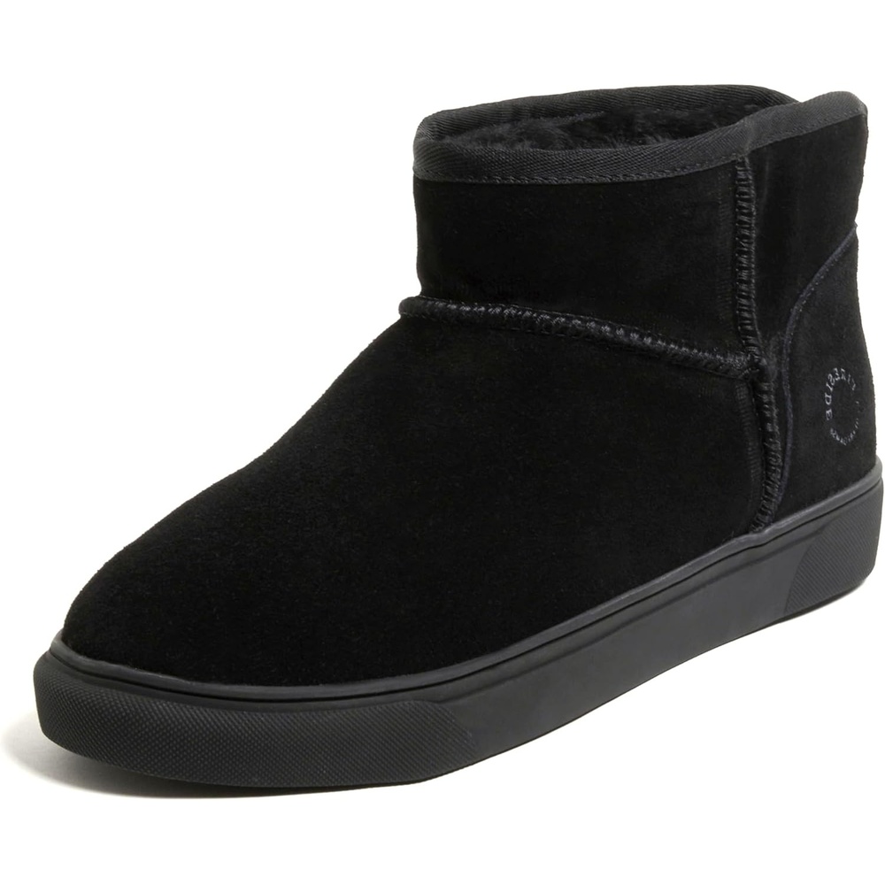 image:imageDearfoams Womens Fireside Bathurst Genuine Shearling Water Resistant Durable Memory Foam SlipperBlack