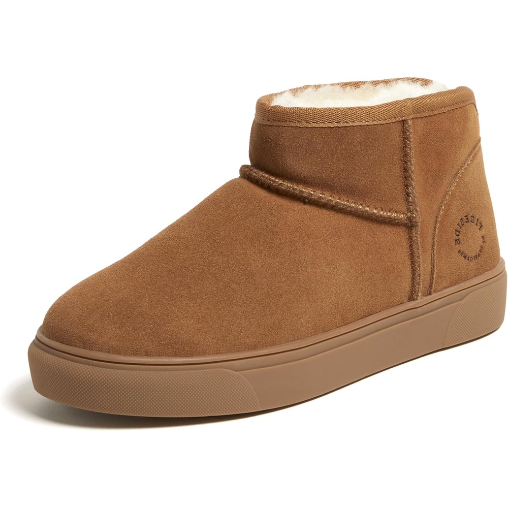 image:imageDearfoams Womens Fireside Bathurst Genuine Shearling Water Resistant Durable Memory Foam SlipperChestnut