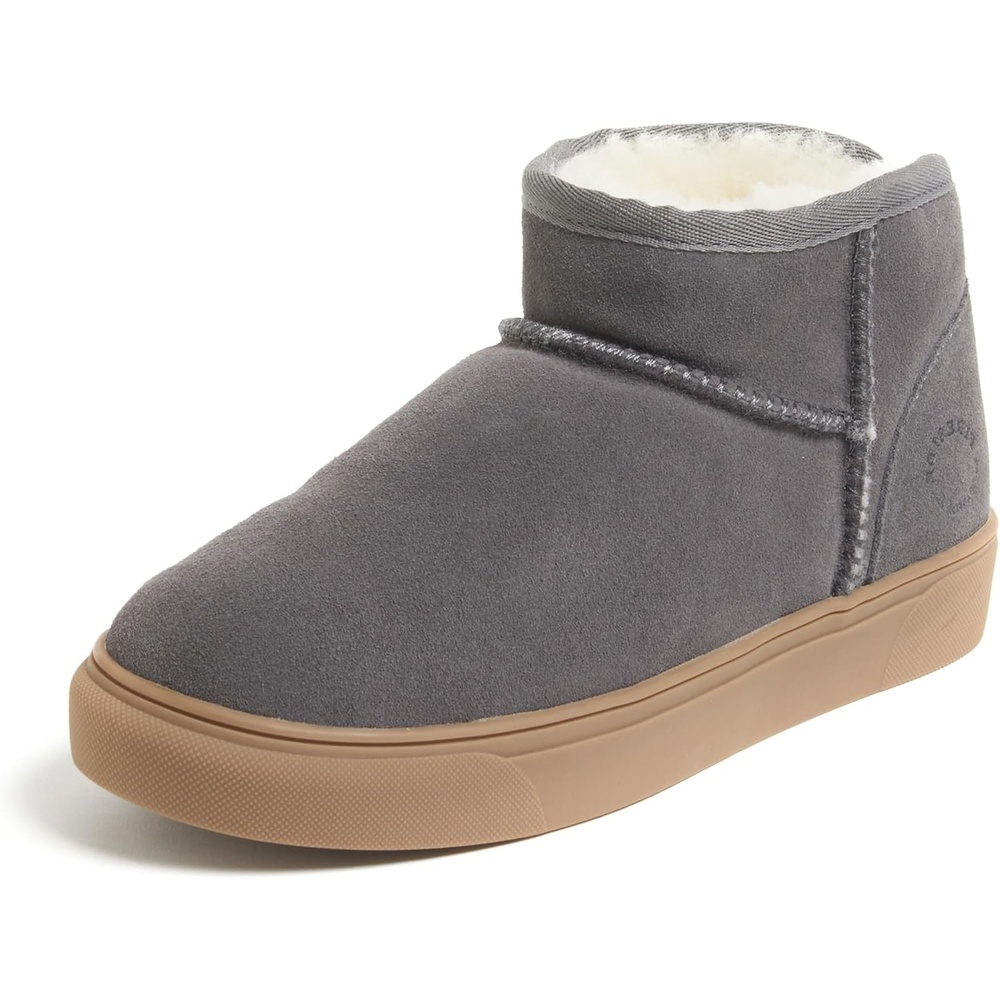 image:imageDearfoams Womens Fireside Bathurst Genuine Shearling Water Resistant Durable Memory Foam SlipperGrey