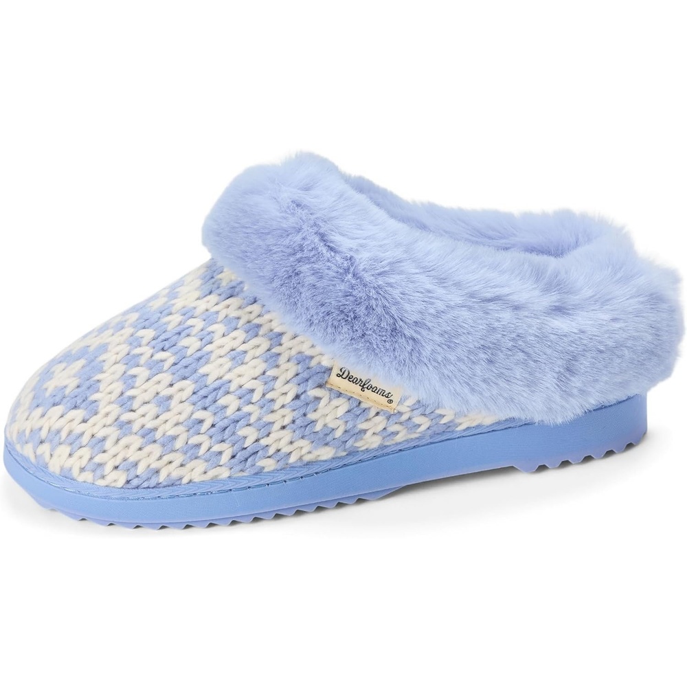 image:imageDearfoams Womens Memory Foam Cozy Soft House Slippers Gifts for Women Hannah Knit Clog House ShoesEventide