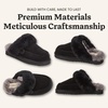 Dearfoams Women’s Melville Genuine Shearling Scuff(Black)