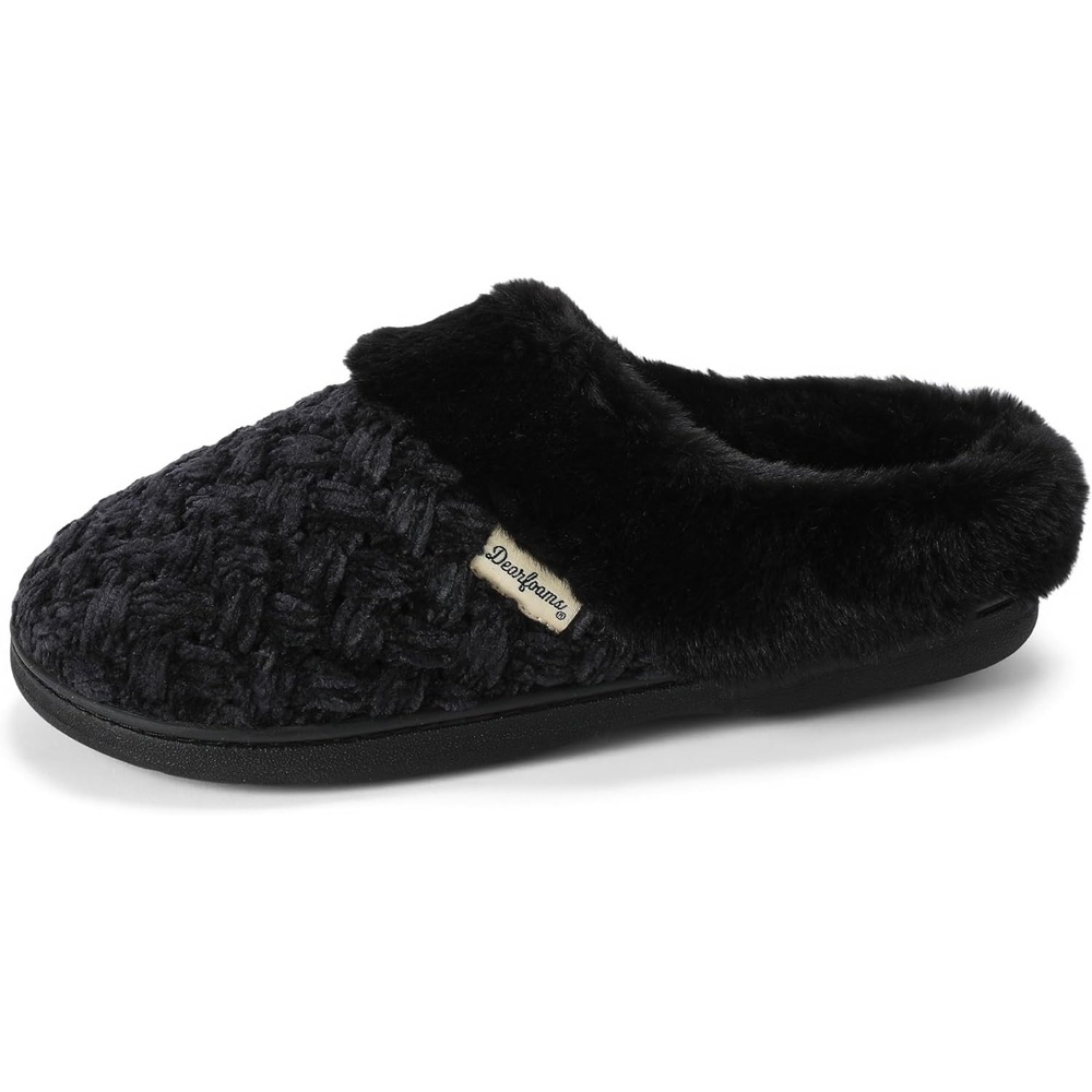 image:imageDearfoams Womens Claire Textured Knit Clog SlipperBlack Solid
