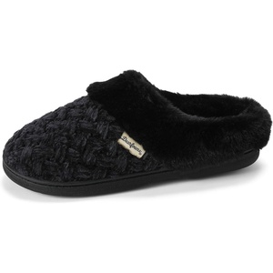 Dearfoams Women’s Claire Textured Knit Clog Slipper(Black Solid)