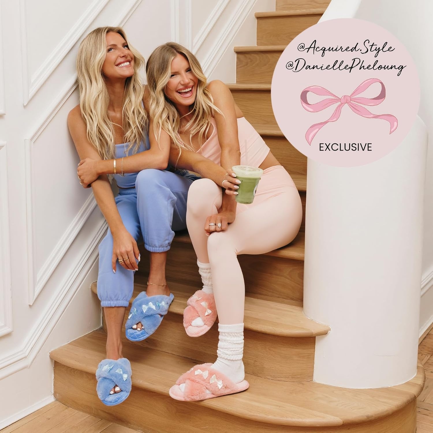 image:imageJessica Cross Band Slide Memory Foam Open Toe Fuzzy Indoor Summer House SlippersBlue Bows