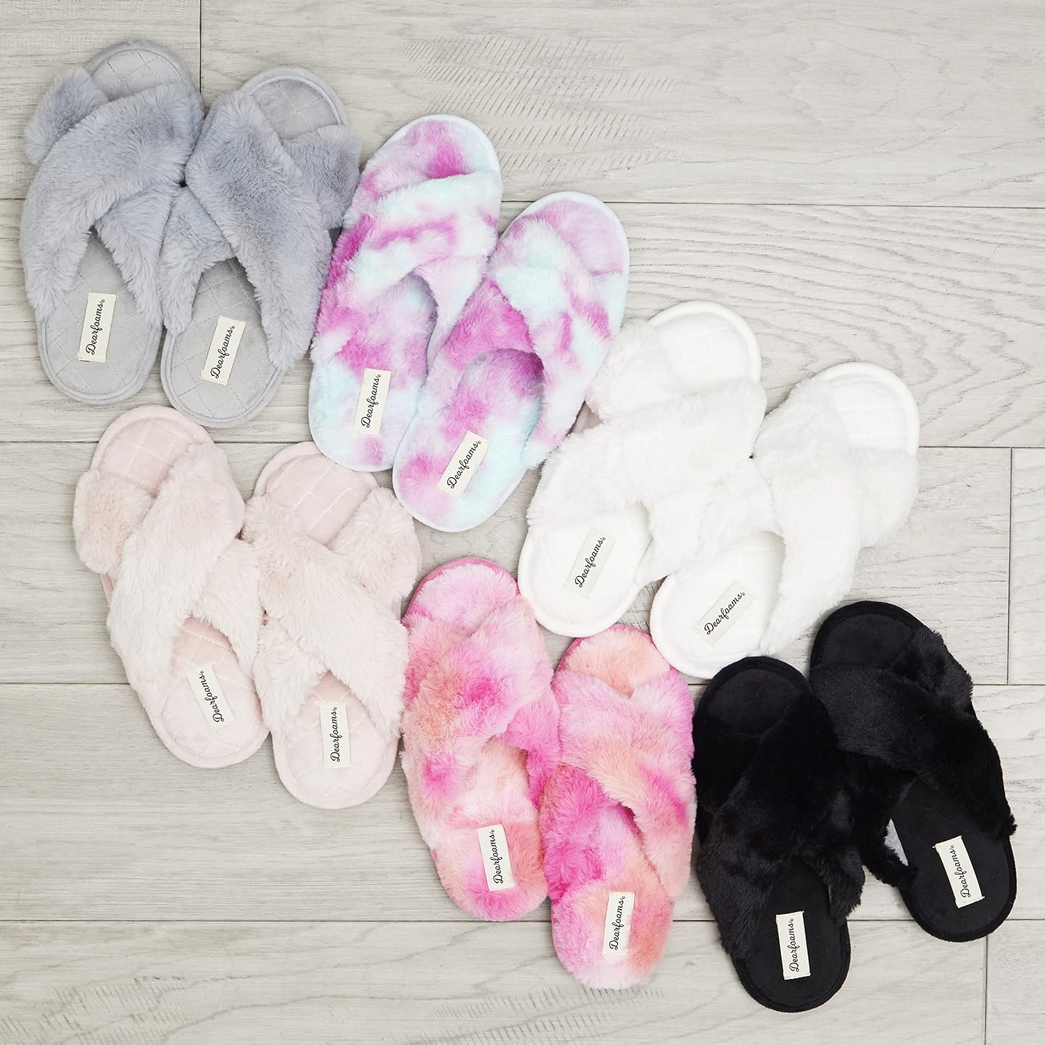 image:imageJessica Cross Band Slide Memory Foam Open Toe Fuzzy Indoor Summer House SlippersSleet