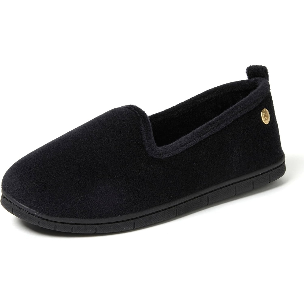 image:imageDearfoams Womens Rachel Velour Closed BackBlack Velour