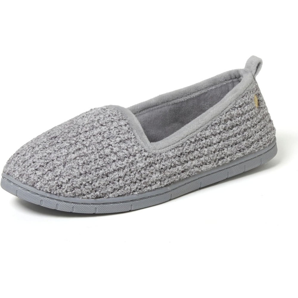 image:imageDearfoams Womens Rachel Velour Closed BackGrey Chenille