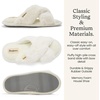 Jessica Cross Band Slide Memory Foam Open Toe Fuzzy Indoor Summer House Slippers(Alabaster)