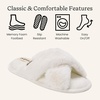 Jessica Cross Band Slide Memory Foam Open Toe Fuzzy Indoor Summer House Slippers(Alabaster)