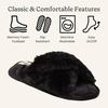 Jessica Cross Band Slide Memory Foam Open Toe Fuzzy Indoor Summer House Slippers(Black)