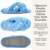 Jessica Cross Band Slide Memory Foam Open Toe Fuzzy Indoor Summer House Slippers(Blue Bows)
