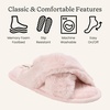 Jessica Cross Band Slide Memory Foam Open Toe Fuzzy Indoor Summer House Slippers(Dusty Pink)