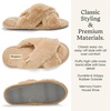 Jessica Cross Band Slide Memory Foam Open Toe Fuzzy Indoor Summer House Slippers(Latte)