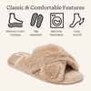 Jessica Cross Band Slide Memory Foam Open Toe Fuzzy Indoor Summer House Slippers(Latte)