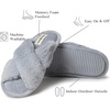 Jessica Cross Band Slide Memory Foam Open Toe Fuzzy Indoor Summer House Slippers(Sleet)