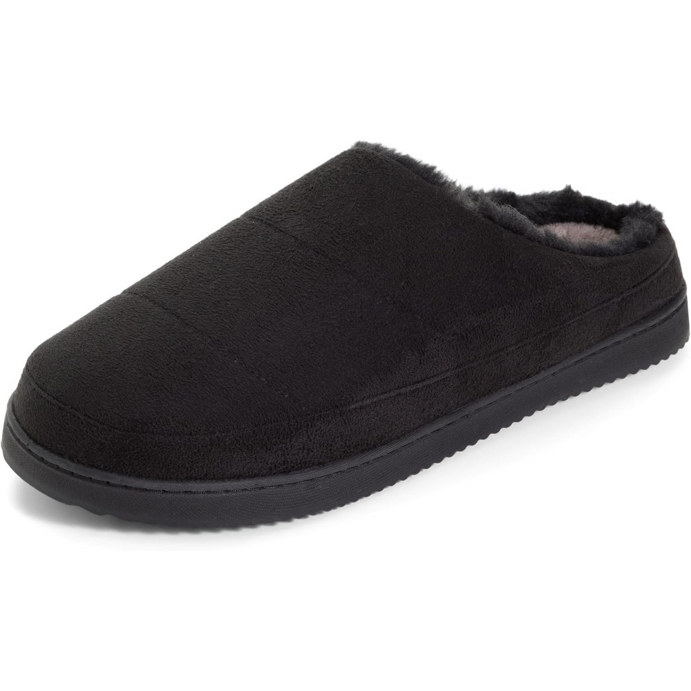 image:imageDearfoams Mens Memory Foam House Shoes Microsuede Clog Indoor Outdoor SlippersBlack