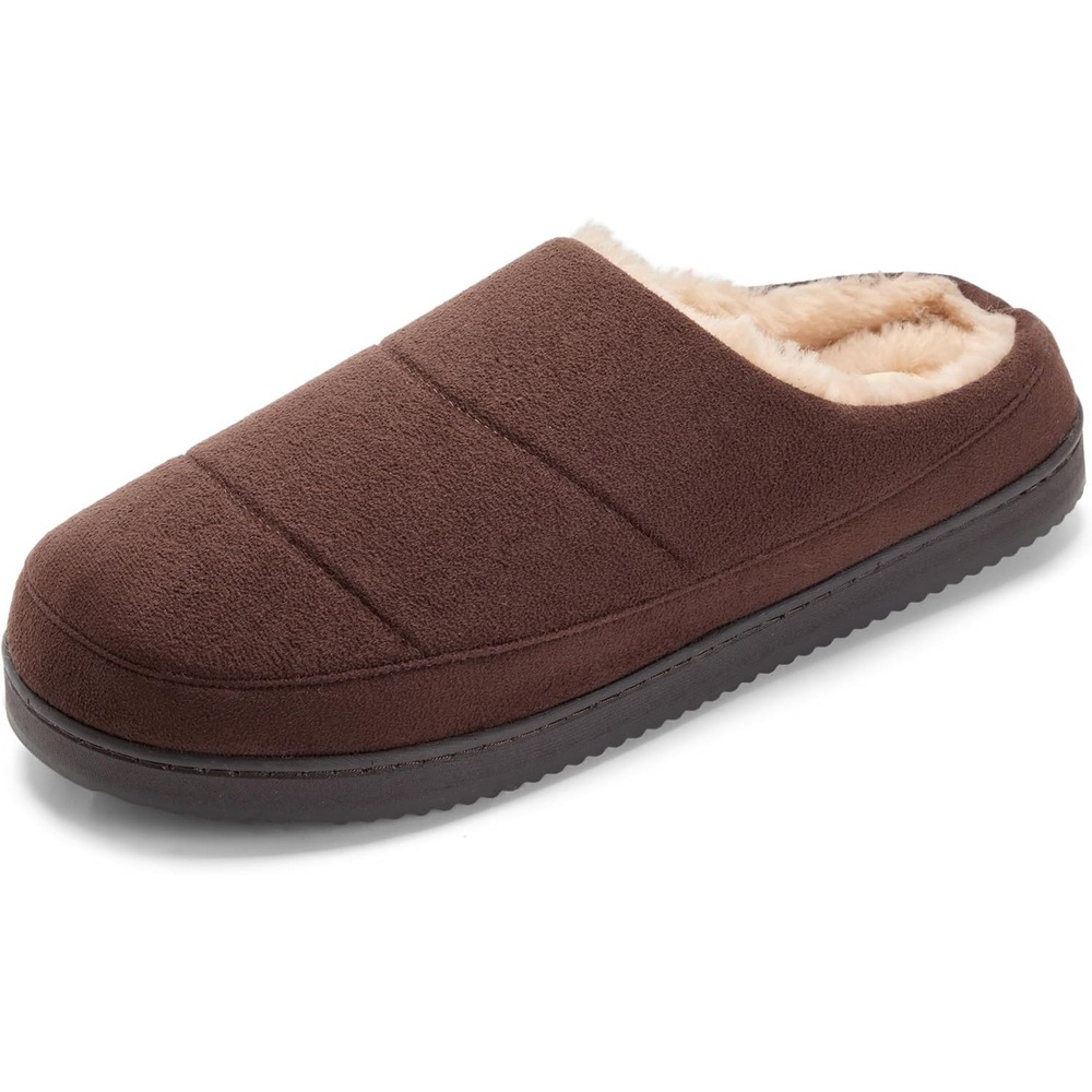 image:imageDearfoams Mens Memory Foam House Shoes Microsuede Clog Indoor Outdoor SlippersCoffee Brown