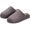 Dearfoams Men’s Memory Foam House Shoes, Slip on Microsuede Clog, Furry Lined Slippers(Grey)