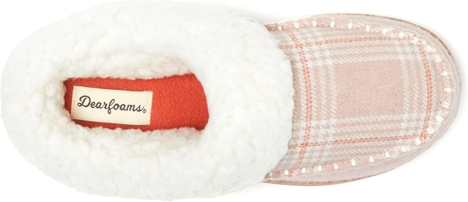 image:imageDearfoams Womens Nyla Felted and Plaid Moc Toe ClogPale Mauve