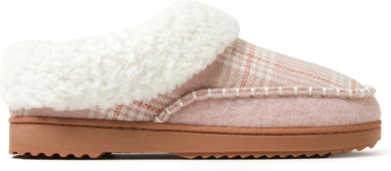 image:imageDearfoams Womens Nyla Felted and Plaid Moc Toe ClogPale Mauve