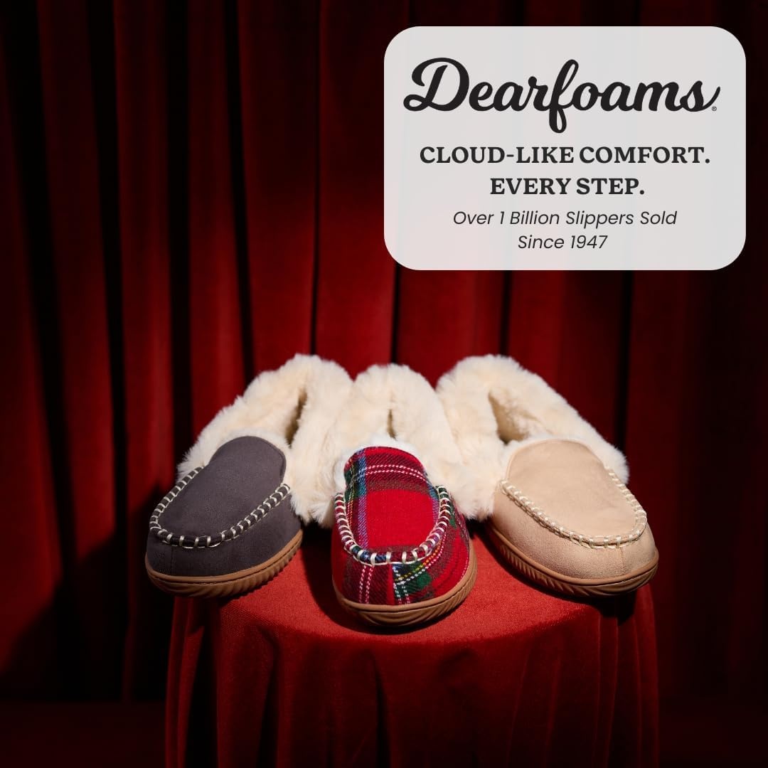 image:imageDearfoams womens Gifts for Women Fuzzy Memory Foam Outdoor Ryland Moccasin With Cuff Womens SlippersPavement