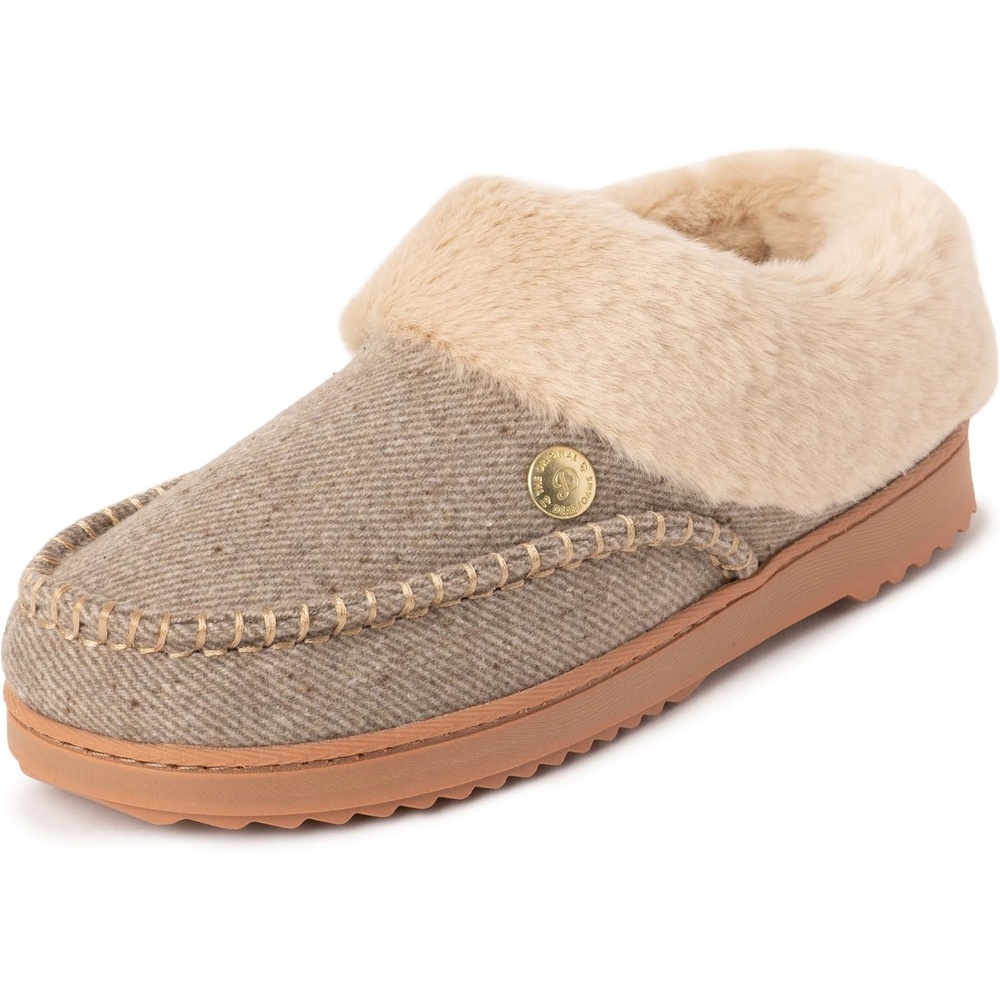 image:imageDearfoams Womens Nyla Felted and Plaid Moc Toe ClogFossil
