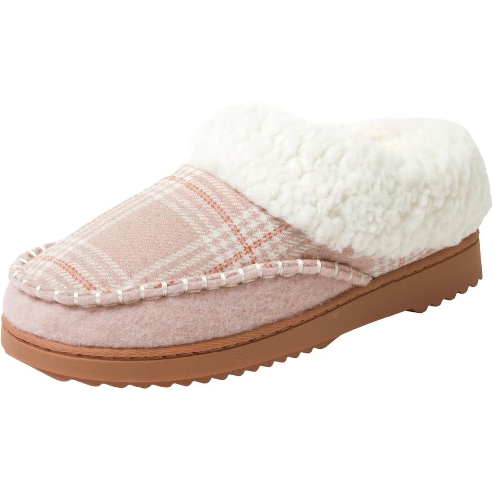 image:imageDearfoams Womens Nyla Felted and Plaid Moc Toe ClogPale Mauve