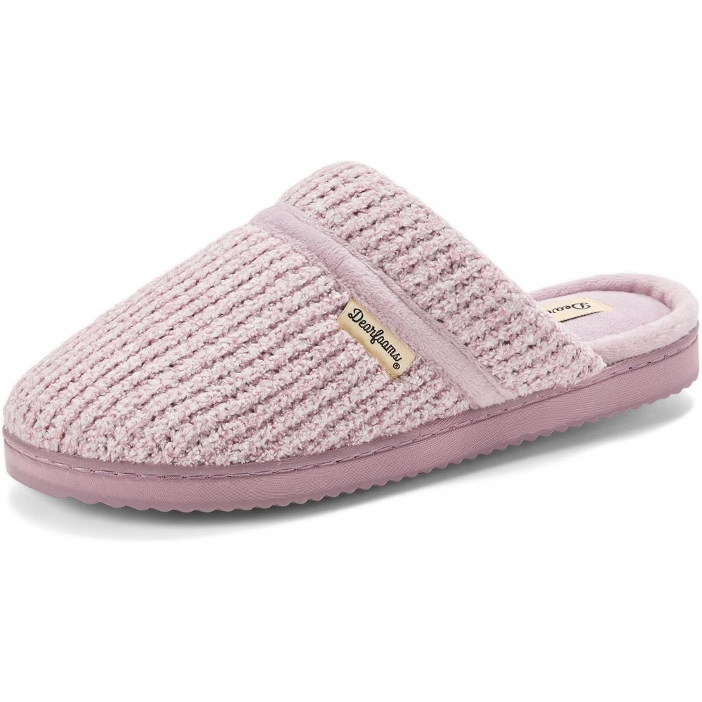 image:imageDearfoams Womens Serena Memory Foam Chenille Scuff House Shoe SlipperFrosted Plum