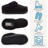 Dearfoams Women’s Memory Foam House Shoes, Slip on Microsuede Clog, Plush Lined Indoor Outdoor Slippers(Black)