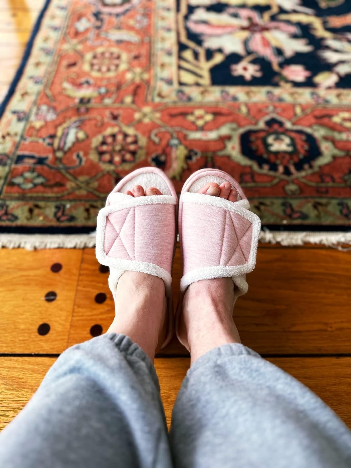 image:imageDearfoams Mickey Adjustable Terry Slide Memory Foam Washable Open Toe Indoor Summer House SlippersPink