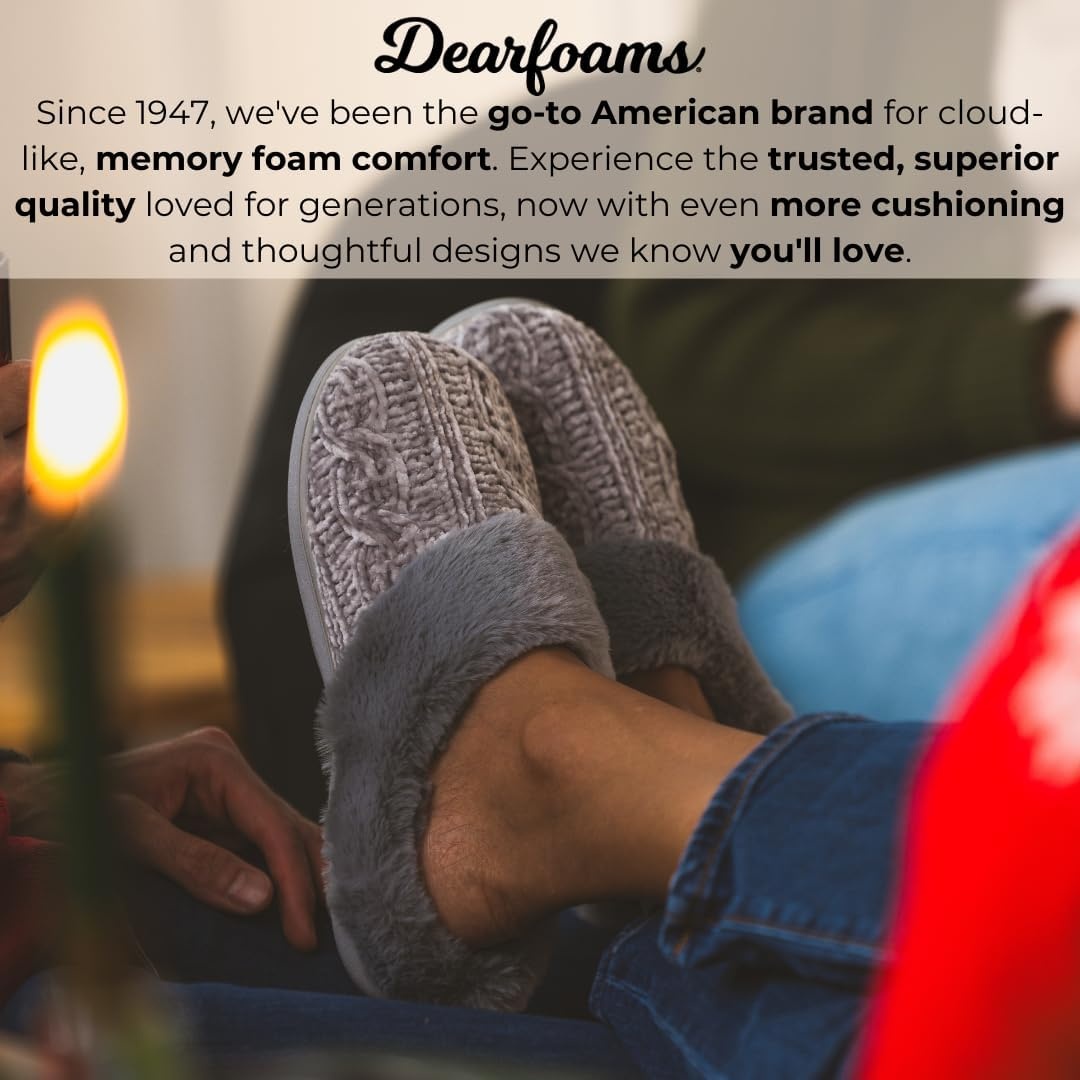 image:imageDearfoams Womens Claire Clog House Shoes Memory Foam Indoor House Slippers with Wide WidthsAubergine