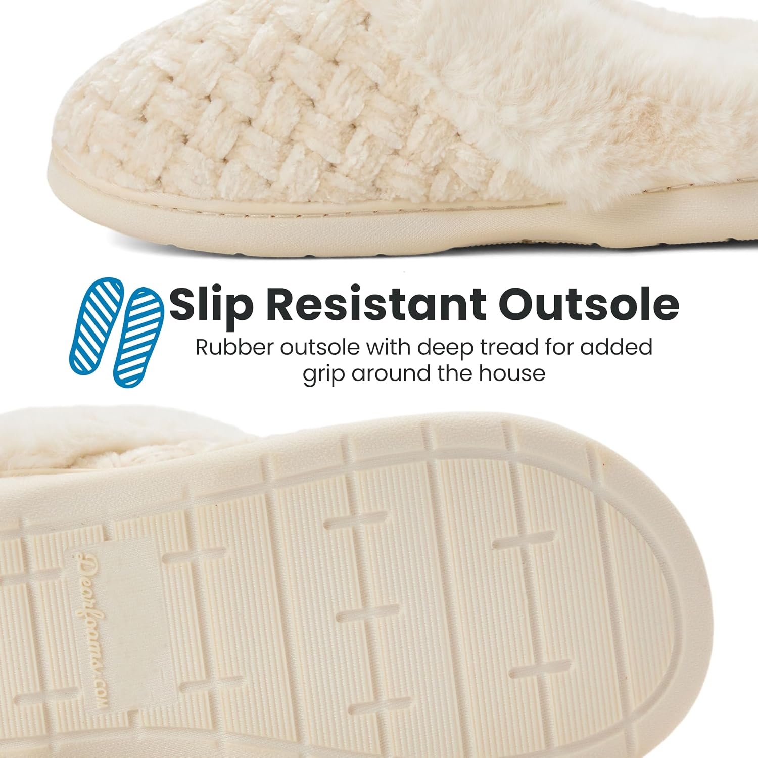 image:imageDearfoams Womens Claire Clog House Shoes Memory Foam Indoor House Slippers with Wide WidthsCream