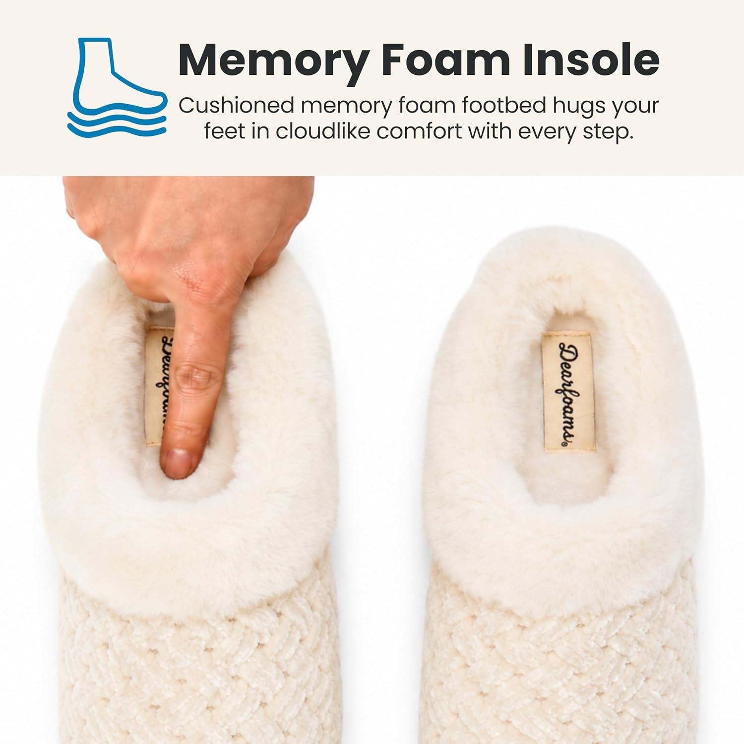 image:imageDearfoams Womens Claire Clog House Shoes Memory Foam Indoor House Slippers with Wide WidthsCream