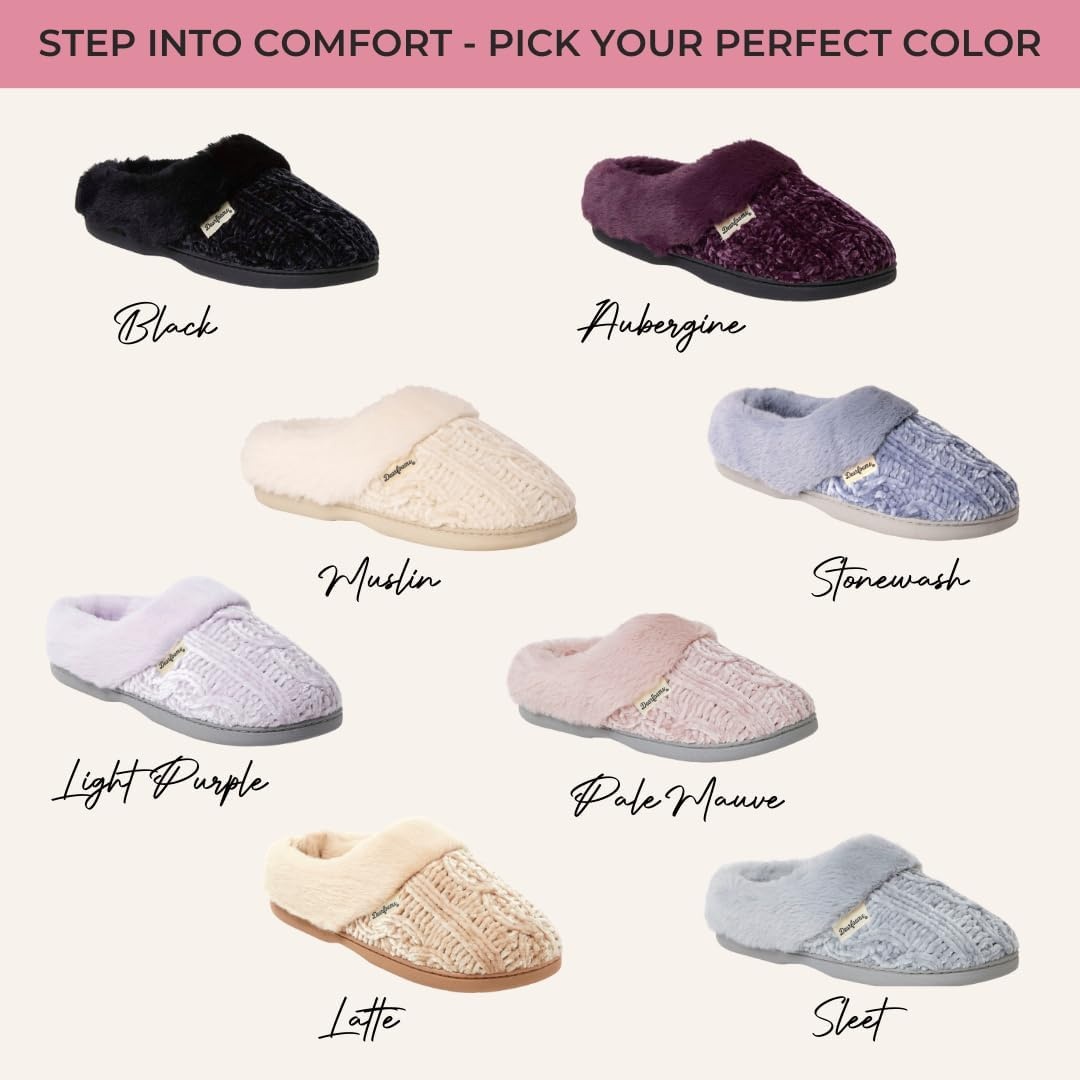 image:imageDearfoams Womens Claire Clog House Shoes Memory Foam Indoor House Slippers with Wide WidthsLatte