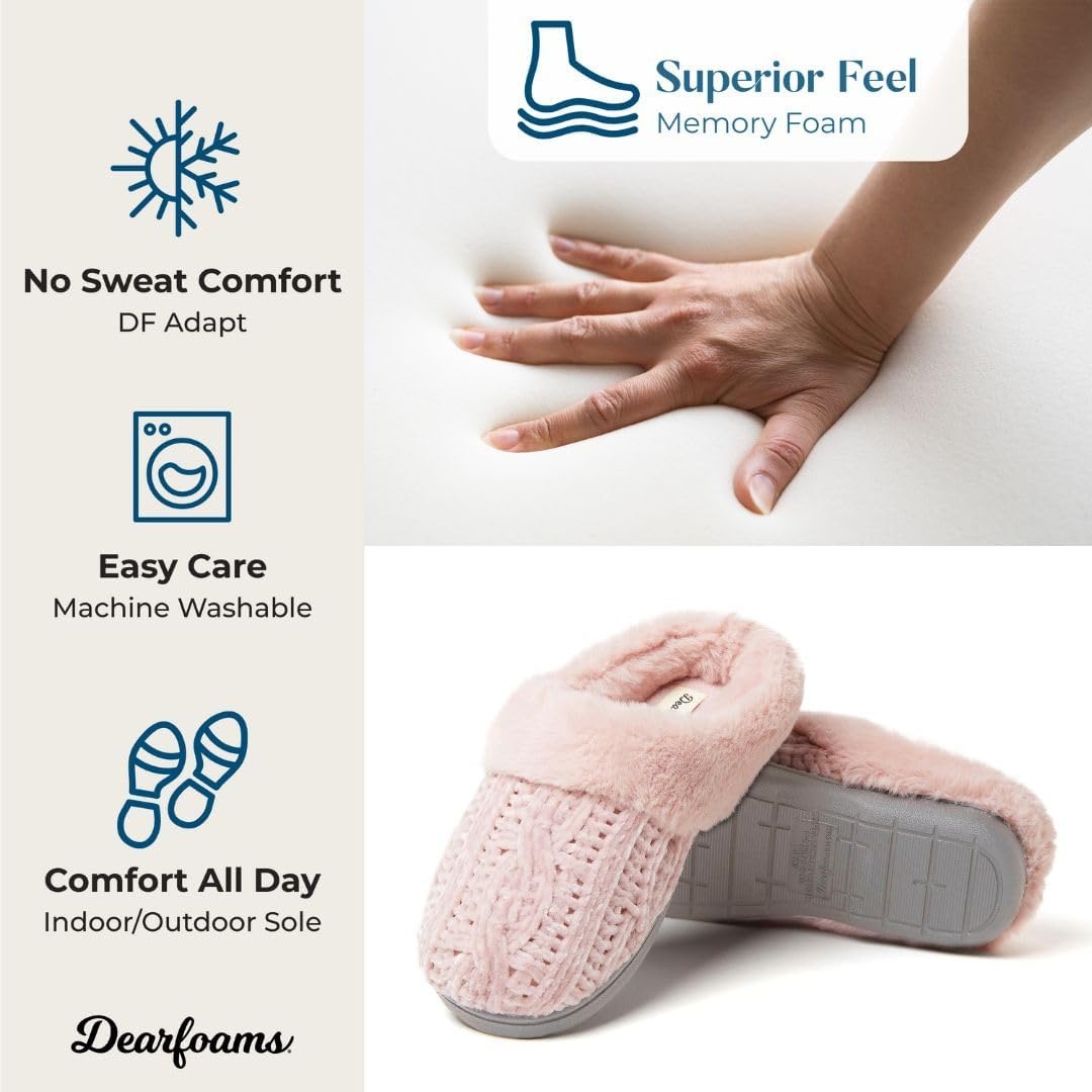 image:imageDearfoams Womens Claire Clog House Shoes Memory Foam Indoor House Slippers with Wide WidthsPale Mauve