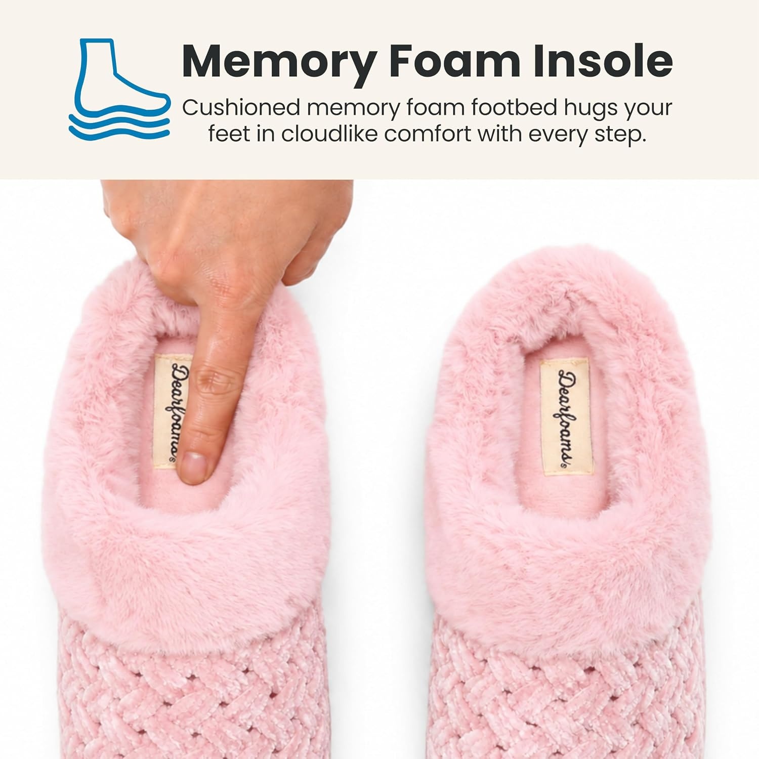 image:imageDearfoams Womens Claire Clog House Shoes Memory Foam Indoor House Slippers with Wide WidthsPink