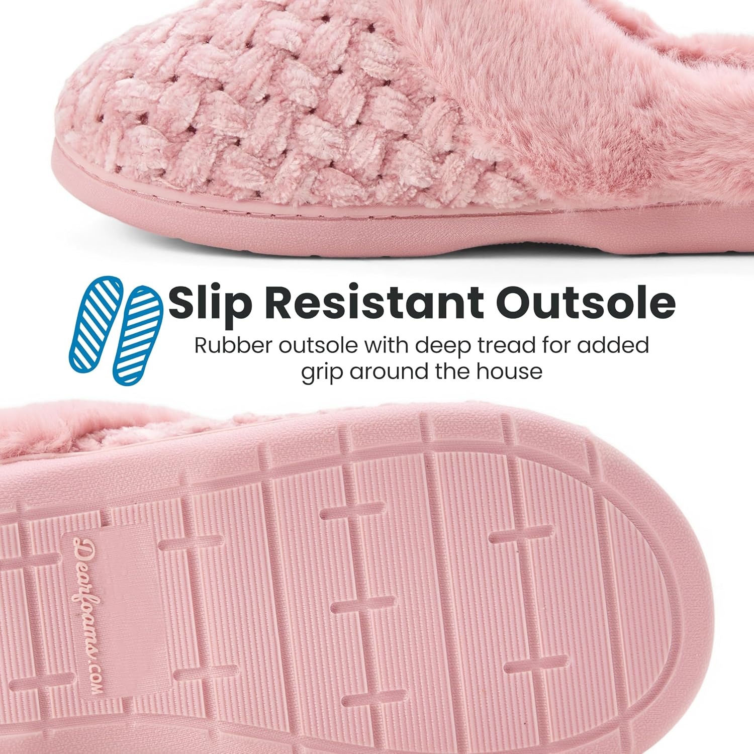 image:imageDearfoams Womens Claire Clog House Shoes Memory Foam Indoor House Slippers with Wide WidthsPink