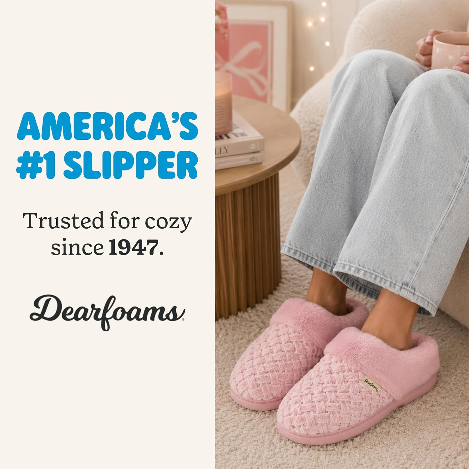 image:imageDearfoams Womens Claire Clog House Shoes Memory Foam Indoor House Slippers with Wide WidthsPink