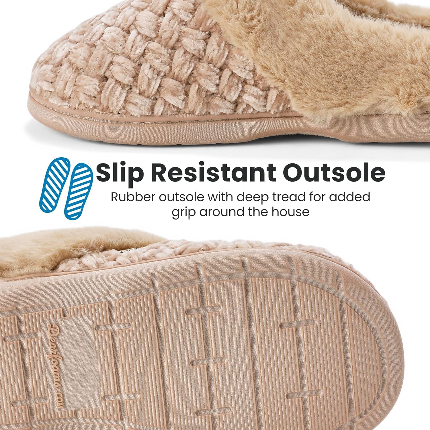 image:imageDearfoams Womens Claire Clog House Shoes Memory Foam Indoor House Slippers with Wide WidthsTan