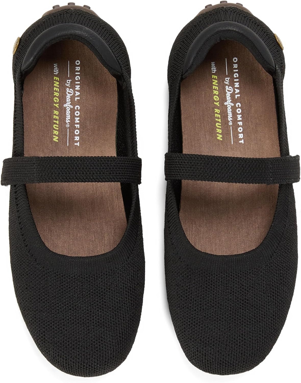 image:imageDearfoams Womens Haddy Mary Jane Travel FlatBlack Sport Knit