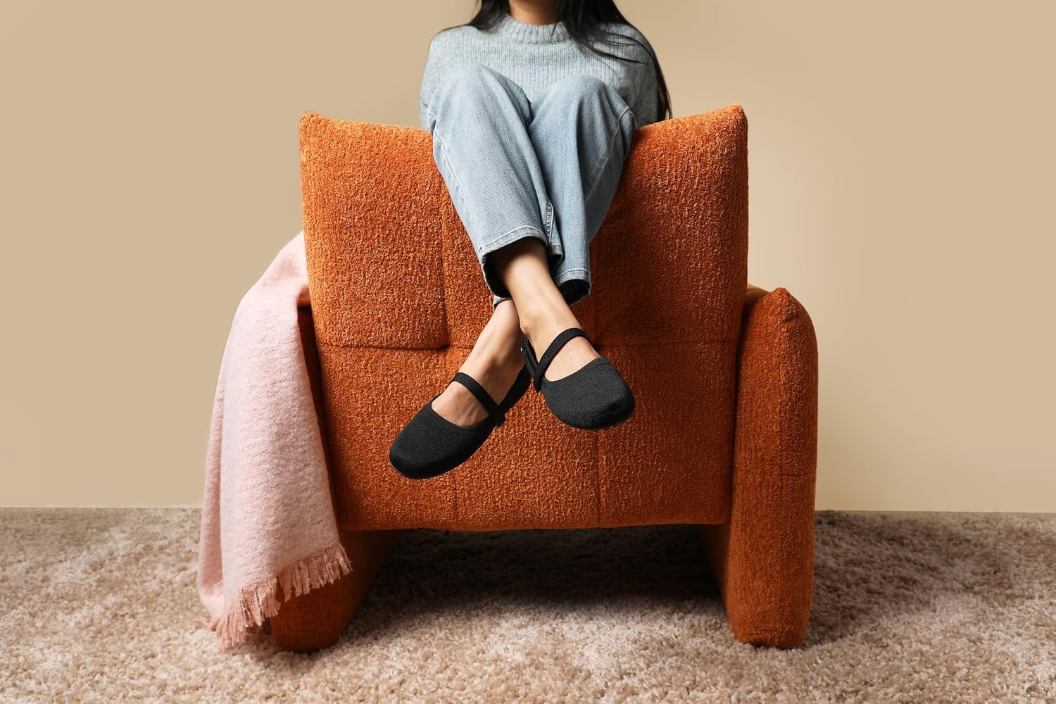 image:imageDearfoams Womens Haddy Mary Jane Travel FlatBlack Sport Knit