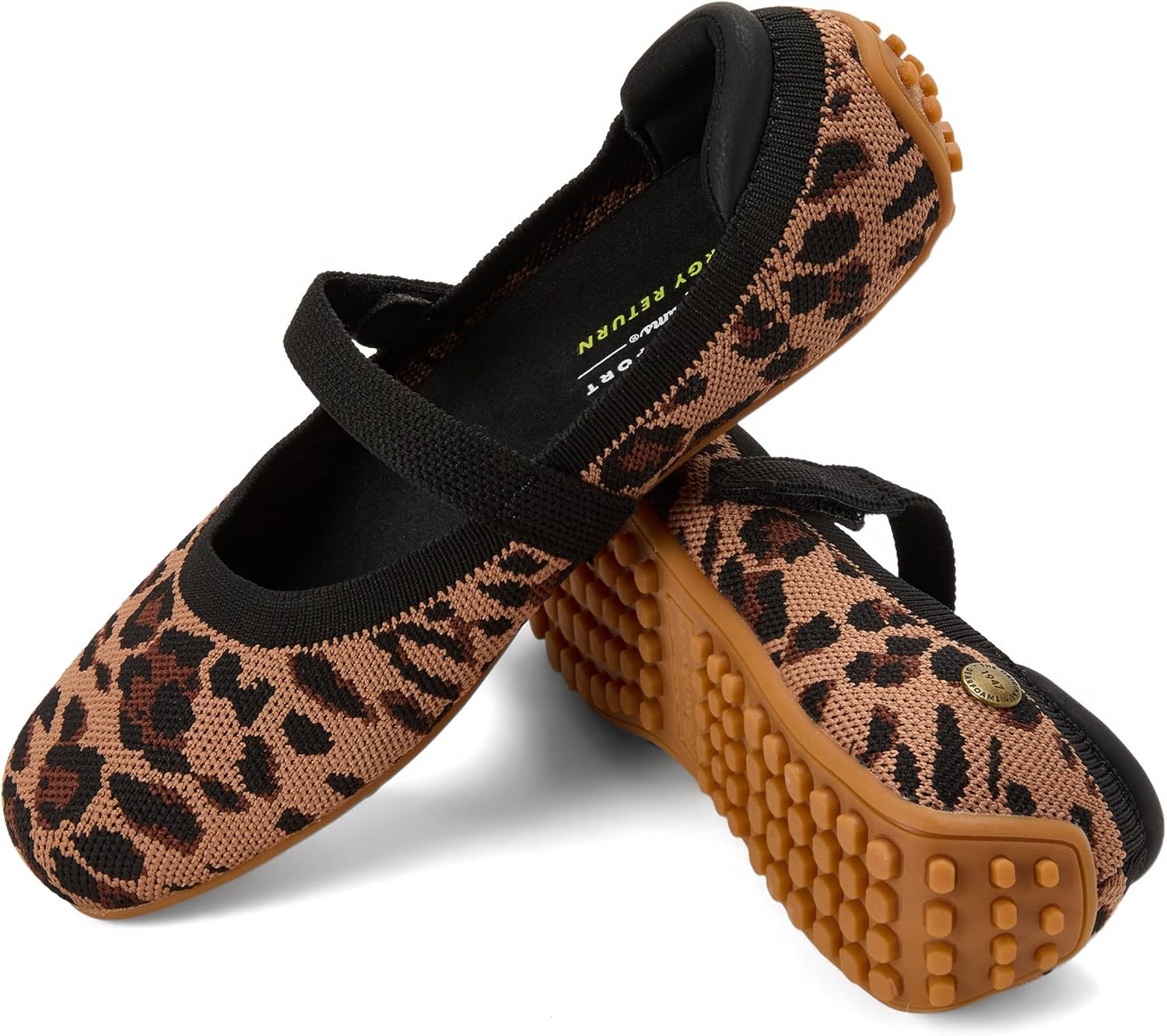 image:imageDearfoams Womens Haddy Mary Jane Travel FlatLeopard Sport Knit