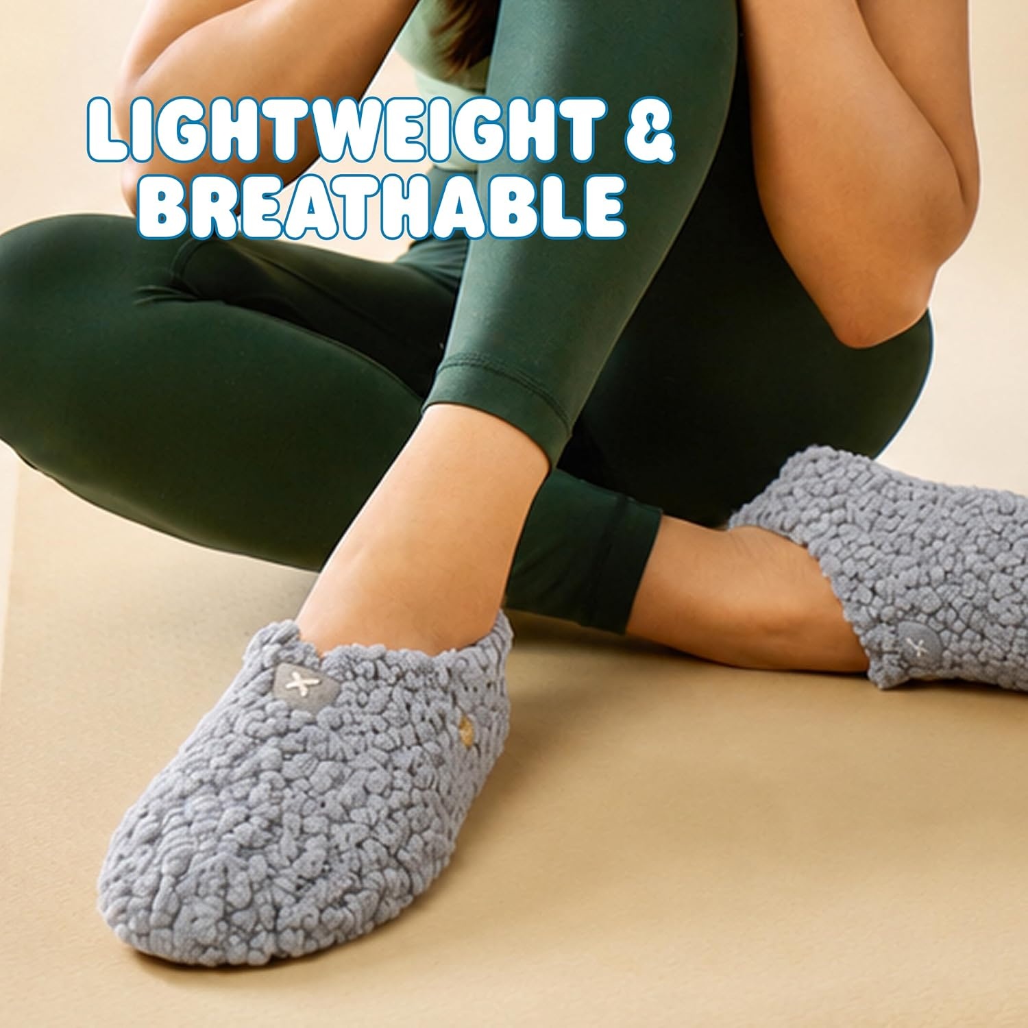 image:imageDearfoams Womens Memory Foam Non Slip Sherpa Indoor Travel House Shoes Slipper Sock With Storage BagSleet Sherpa