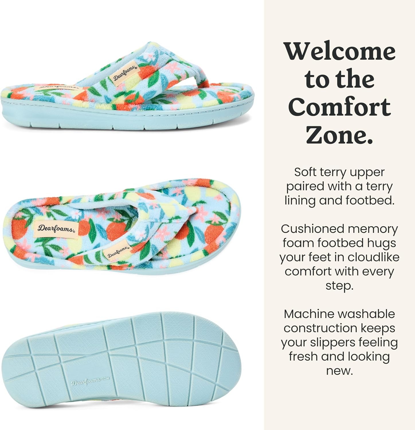 image:imageDearfoams WomensWrenley Terry Thong BLUE PRINT L