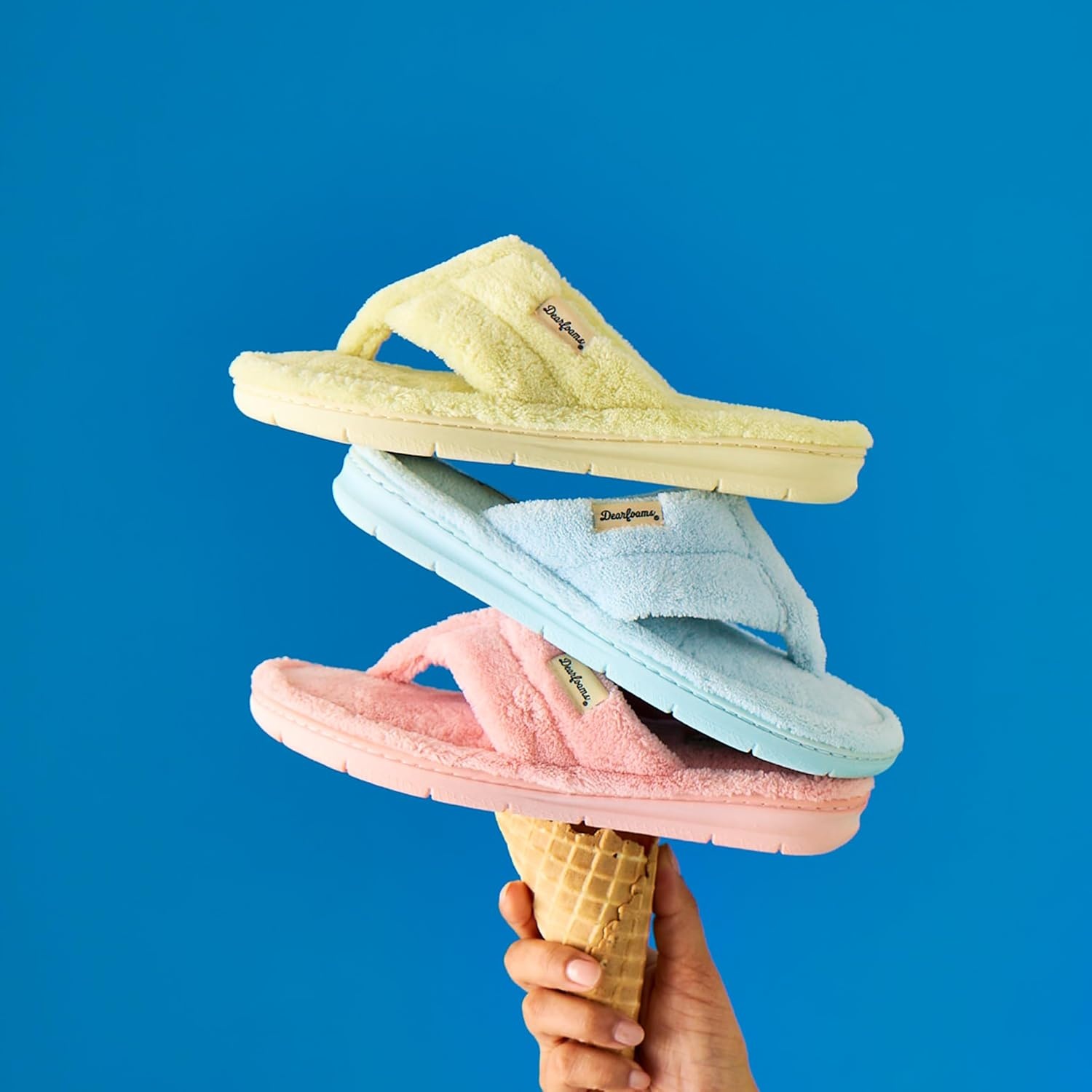 image:imageDearfoams WomensWrenley Terry Thong CORAL CREAM L