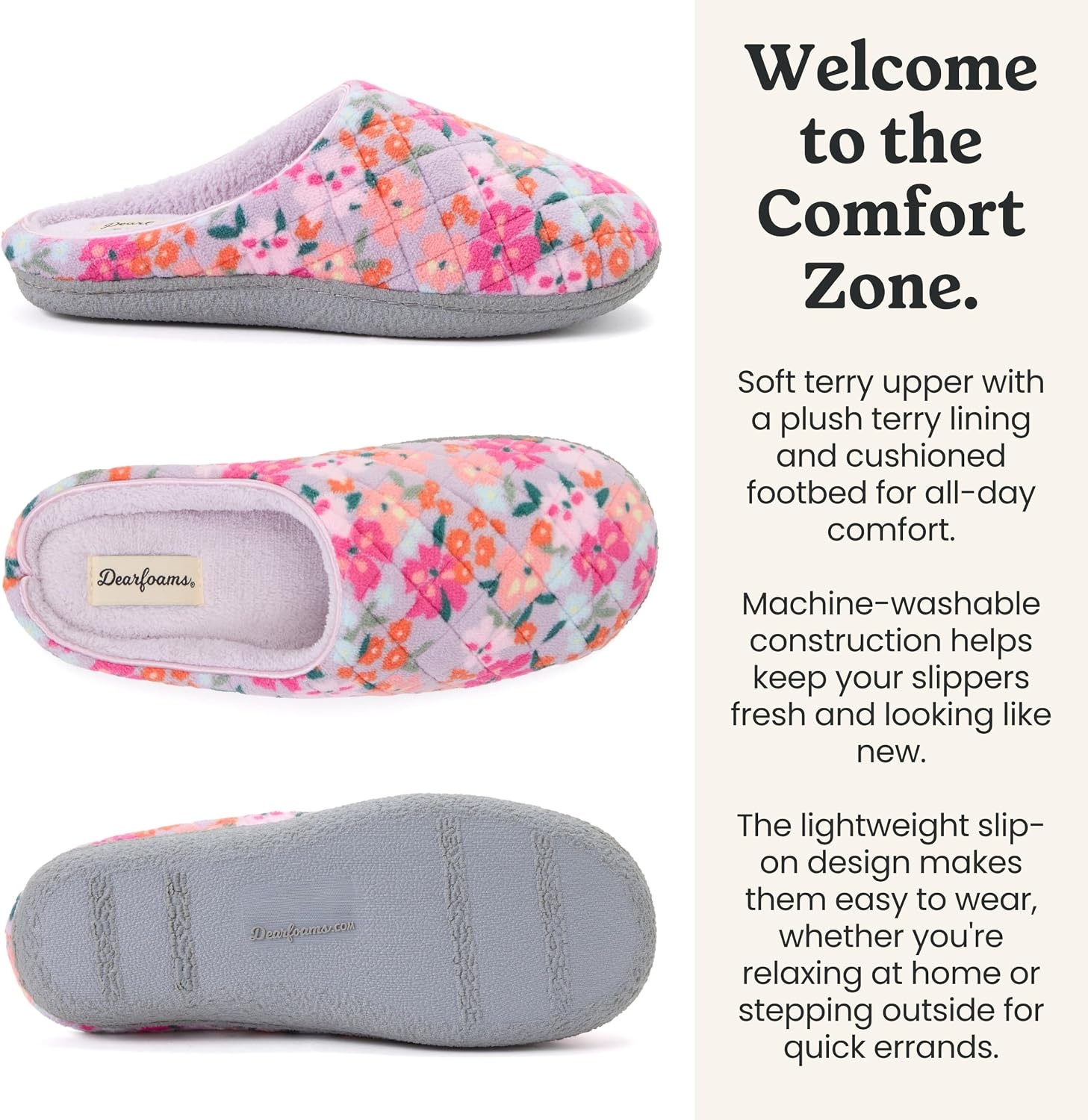 image:imageLeslie Terry Clog House Shoes with Memory Foam Indoor Slippers with Wide WidthsWisteria